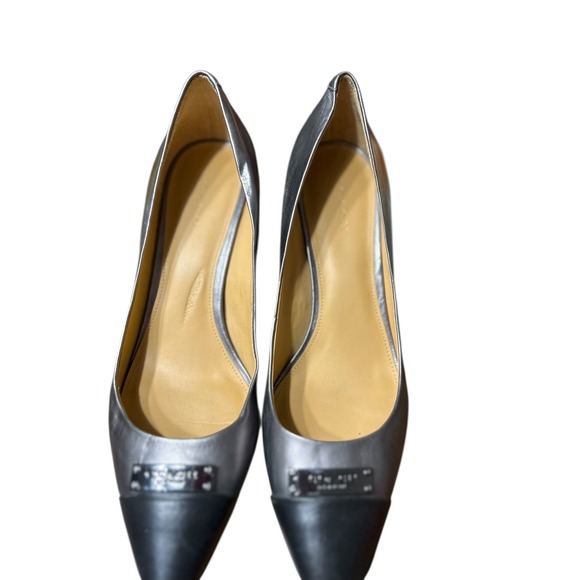 Coach Black Silver Pointed Toe Kitten Heel Pumps Women's Size 9B - Picture 7 of 11
